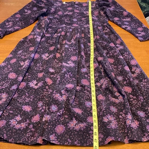 Vintage Laura Ashley Womens Size 10 Purple Floral Pinwale Cordurory Modest Dress - Picture 12 of 12